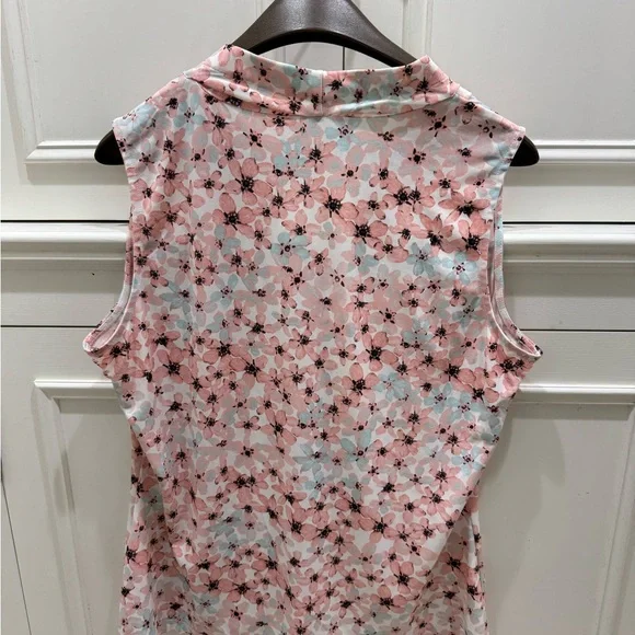Calvin Klein Floral Sleeveless Blouse Pink Blue Size Large - Picture 3 of 4